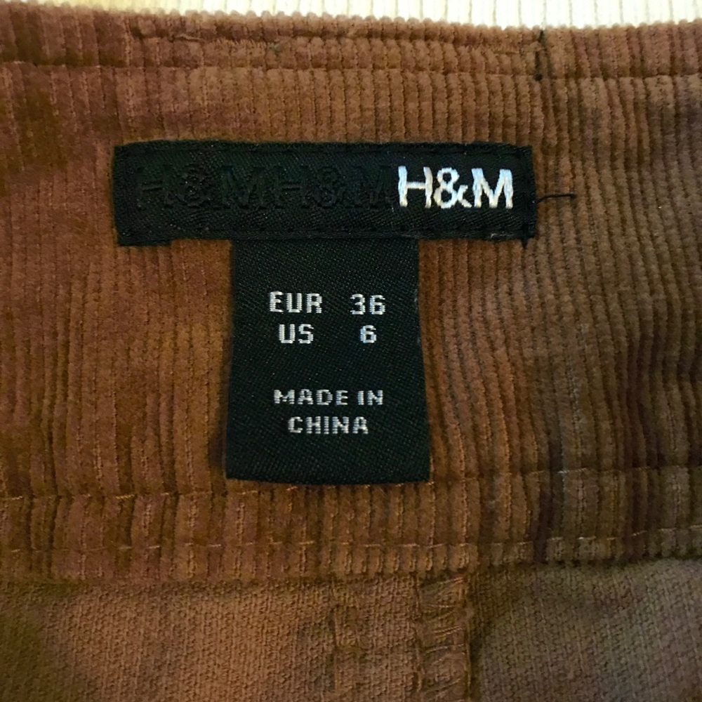 HP🎉 H&M Brown Caramel Corduroy Mini Skirt Size 6 - Picture 8 of 11